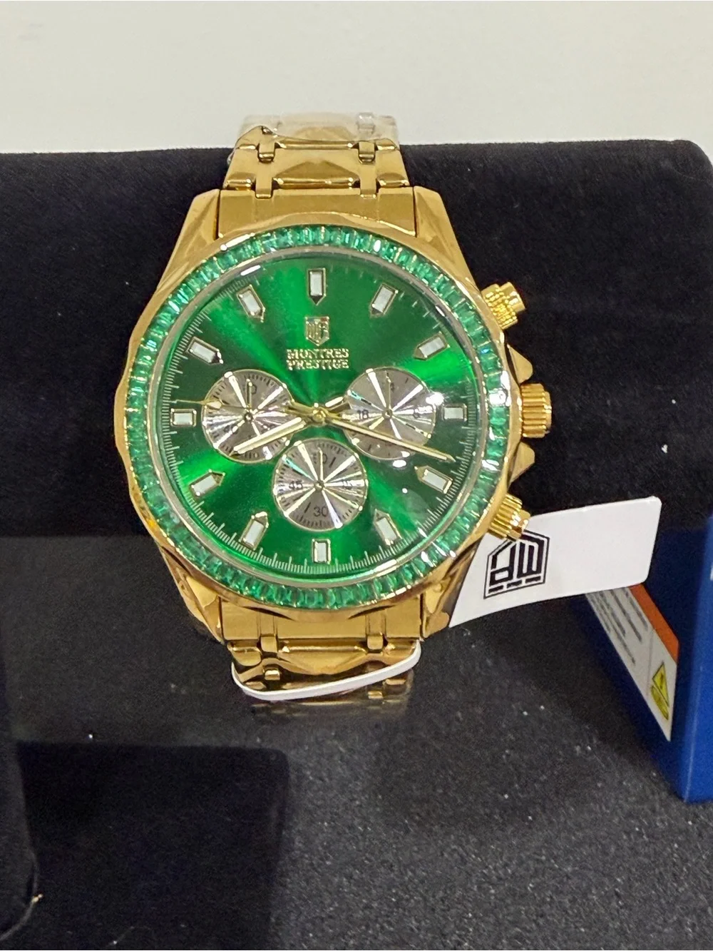 Montres Prestige men’s  Gold-Tone Watch with Green Dial 44mm
